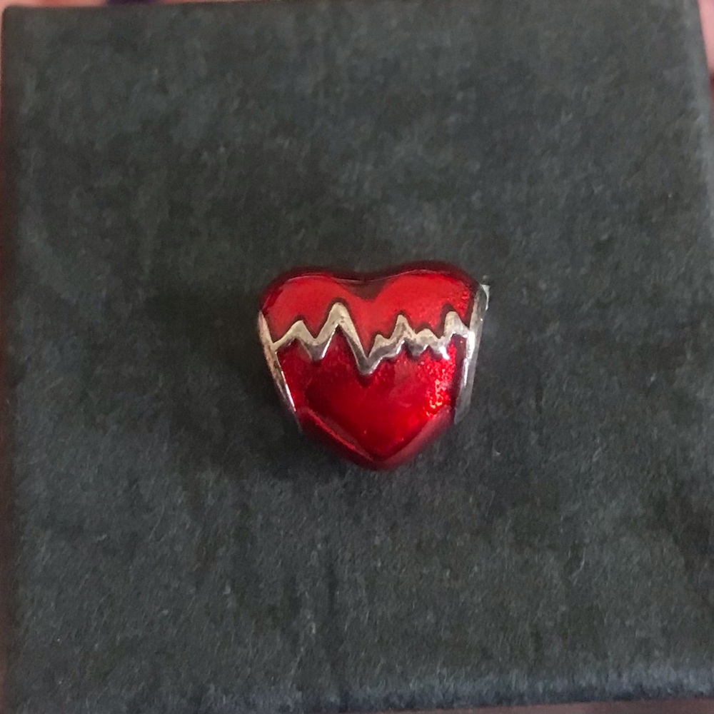 Red Heart Charm with Silver Accents